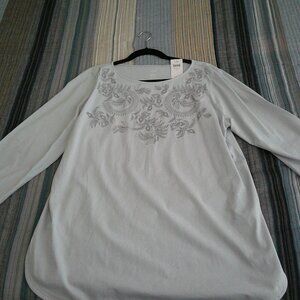 J. Jill  Light blue tunic with embroidery around the neckline Pure Jill Size  L